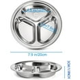 thumbnail image 2 of 2 Pack Stainless Steel Divided Plates Trays,Happon 3 Sections Thickened Round Plate Divided Snack Tray,Portion Control Plates for Adults Kids, Camping, Lunch and Dinner, 2 of 7