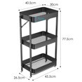 XIWODE 3 Tier Folding Metal Rolling Utility Cart with Wheels, MultiFunctional Storage Organizer