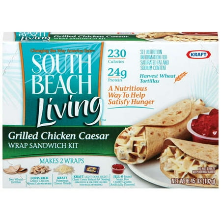 South Beach Living Refrigerated Wrap Kit: Grilled Chicken Caesar, 6.45 oz