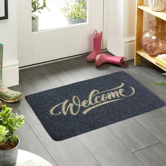 Polyester Fiber Grass Entryway Door Mat - Anti-slip Mud Scraping Dust Removal Rug, Durable PVC Grass Foot Mat for Household Entrances & Outdoor Use, 23.62*15.75in, B