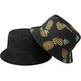 thumbnail image 3 of Nvzi Sombrero de pescador unisex con estampado de frutas, de doble uso, con visera para el sol, para playa y verano, color negro, 3 of 4