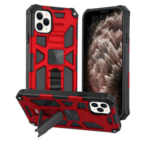 Apple iPhone 11 PRO MAX Phone Case Hybrid Impact Armor Military Grade Heavy Duty with Kickstand Protective Rugged TPU Shockproof Dual Layer Hard PC   Silicone Cover [RED] for Apple iPhone 11 Pro Max