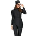 thumbnail image 4 of IBTOM CASTLE Womens' Muslim Burkini Swimsuits Modest Swimwear Islamic Long Sleeve Full Cover Hijab Top Pants ​3 Pieces Bathing Suit M Black, 4 of 8