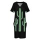 thumbnail image 3 of Three Beautiful Green cactus suculenta en negro Design vestido suelto con bolsillo para mujer vestidos de graduación elegantes de lujo, 3 of 6