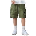 thumbnail image 3 of Gubotare Boys Cargo Shorts Summer Elastic Waist Casual Hiking Shorts Kids Pull on Athletic Running Activewear with Multi Pockets 13T 14T (Green,13-14 Years), 3 of 9