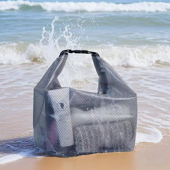 Drawstring Mesh Beach Bag with Shoe Compartment for Swimming,Beach Trips Outdoor Travel Fitness Toiletry Storage Pouch