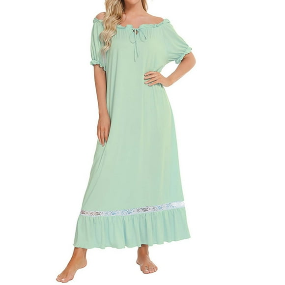 Satin Lady Pajama Satin Nightie Lightweight Pajama Shorts Women Polyester Night Gown Women Long Ladies Nightgowns Womens Cat Pajamas Old People Nightgowns Fitted Dress for Women Date Night Plaid Gown