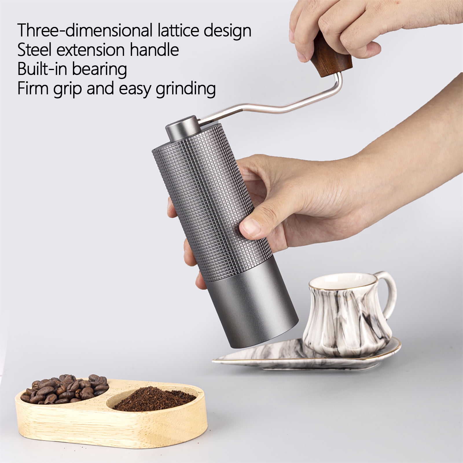 Manual Espresso Grinder Capacity 25g with CNC Stainless Steel Conical Burr - adjustable grind size Setting,Double Bearing Positioning,Quiet Hand Crank Coffee for French Press Grinder