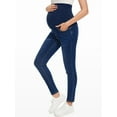 thumbnail image 4 of Women'S Maternity Jeans over Belly Skinny Stretchy Denim Pants Comfy Slim Pregnancy Pants Dark Blue L, 4 of 6