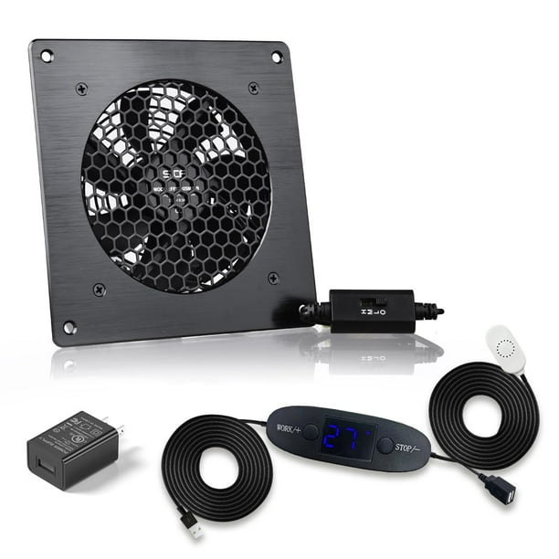 SCCCF Sistema de ventilador de refrigeración para gabinetes silenciosos USB de 120 mm de 6 pulgadas con control de termostato ajustable de 0-60 ℃, para gabinetes AV de cine en casa, caseta para planta