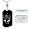 thumbnail image 2 of Calavera Mexican Sugar Skull 64 Stainless Steel or 18k Gold Premium Swivel Dog Tag Keychain, 2 of 16