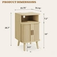 thumbnail image 3 of Whalefall Mid-century Modern Nightstand with Charging Station, Wood Fluted Tall End Table with Storage, Curved Round Edge Bedside Table, Natural Oak, 3 of 11
