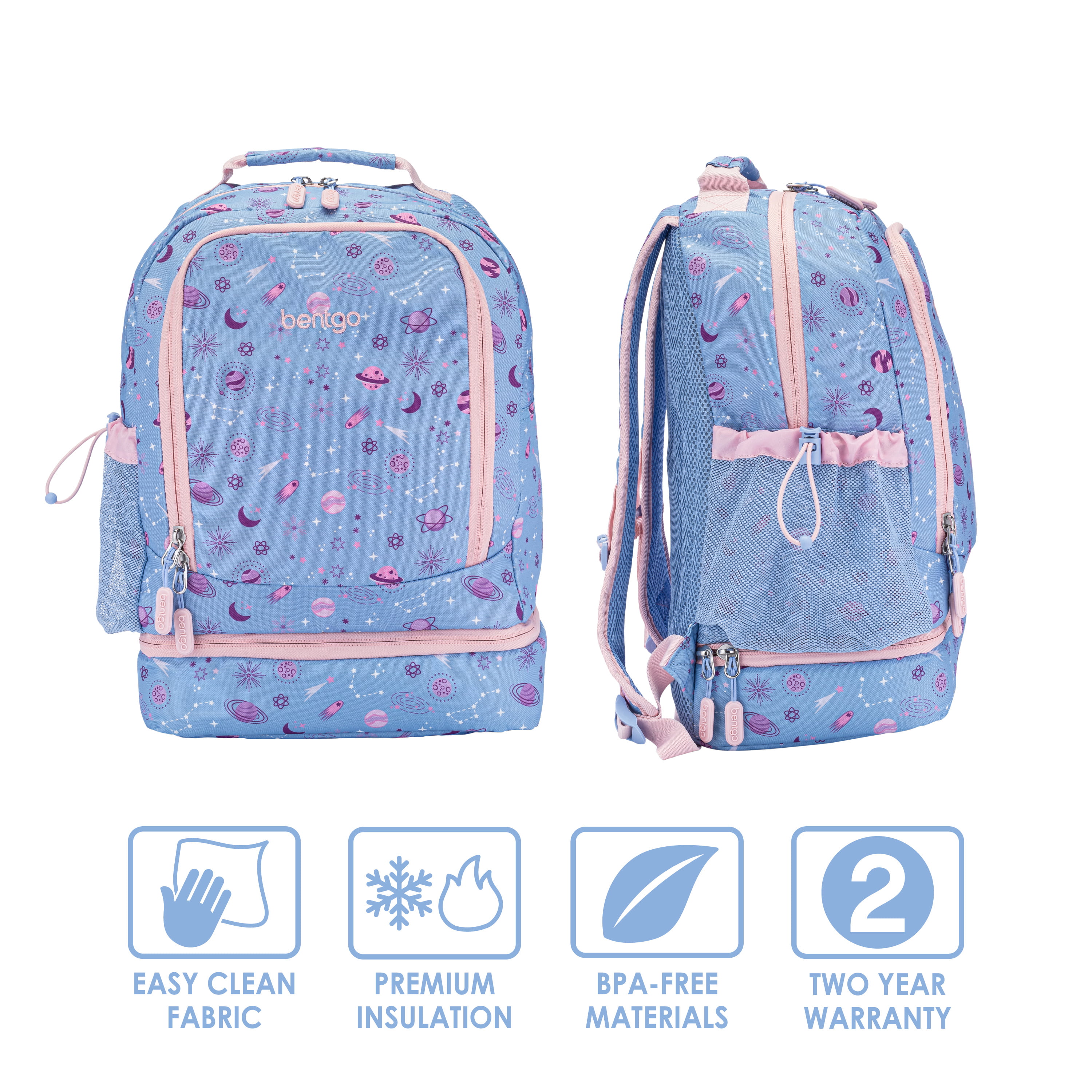 ODAWA Pink Flowers Purple Leaves Toddler Backpack and Lunch Box Set, Back  Pack Set