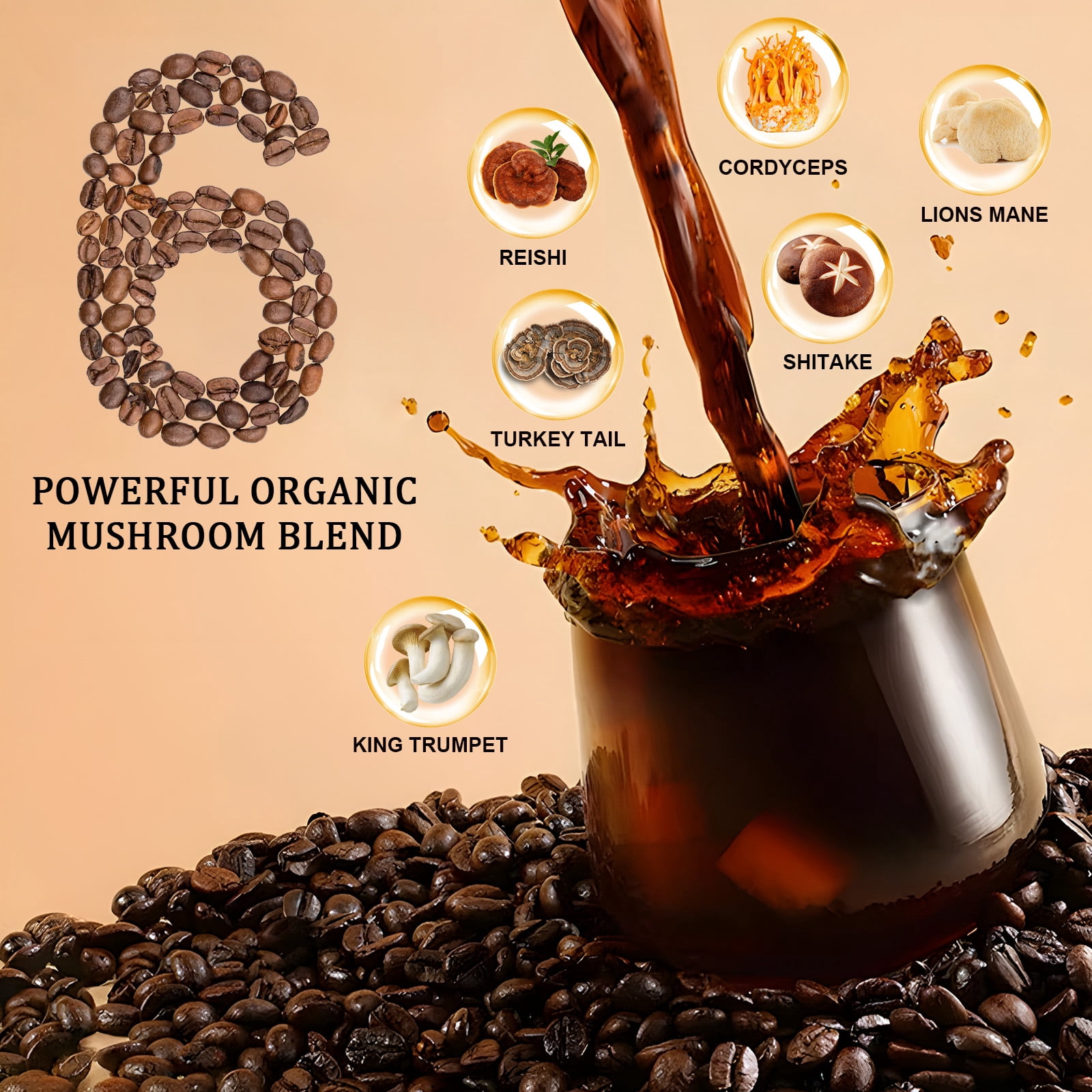 Bunkell Mushroom Coffee Blend, 45 Servings, 2000mg Mushroom Complex, Regular Caffeine