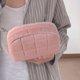 thumbnail image 4 of Bolso cosmético del bolso del maquillaje de la felpa para las mujeres, bolso grande del artículo de tocador del viaje del color sólido de la cremallera, 4 of 6