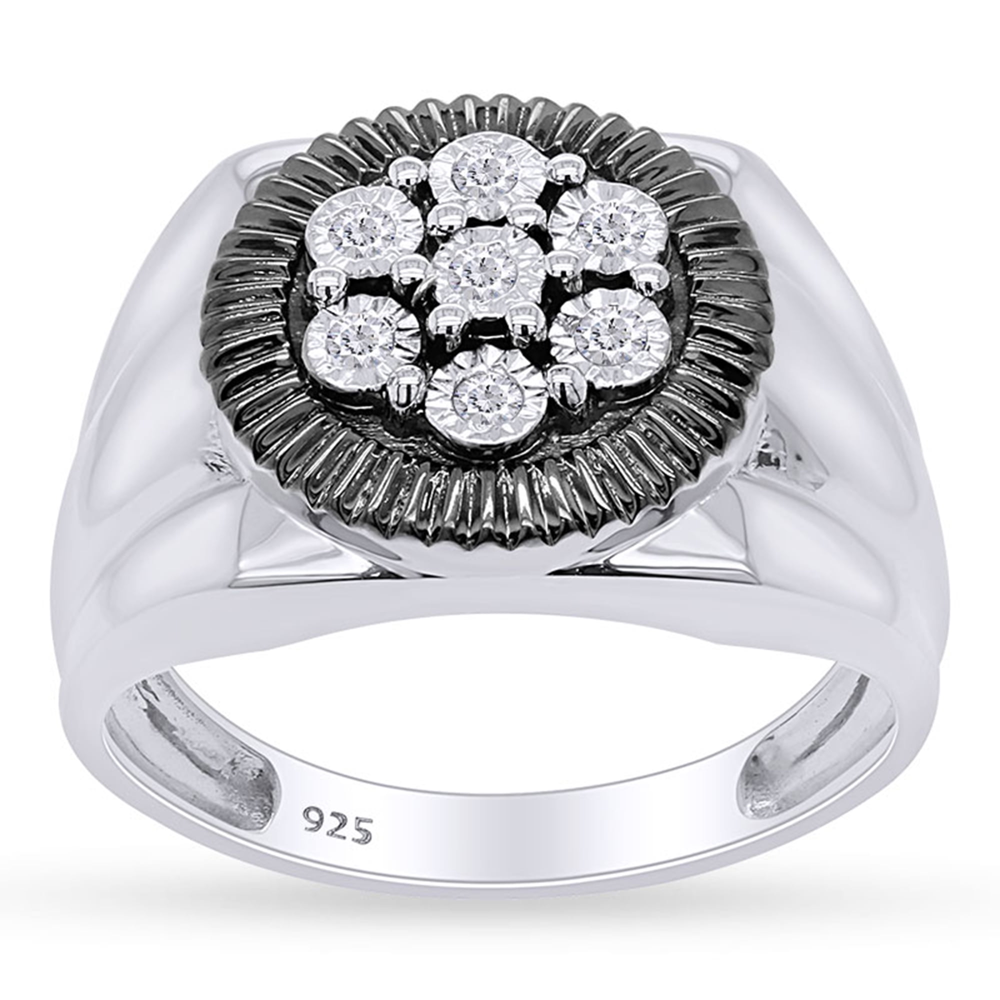 925 Sterling Silver 0.10ctw Diamond Fashion Mens Ring 