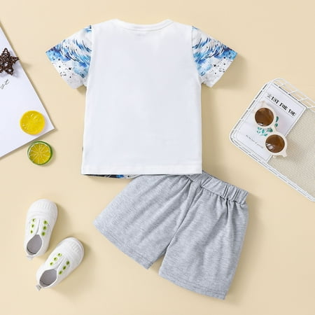 

Cathalem Baby Boy Romper Toddler Boys Girls Short Sleeve Cartoon Animal Prints T Shirt Tops Shorts Kids Bodysuits Baby Boy Childrenscostume Grey 4-5 Years