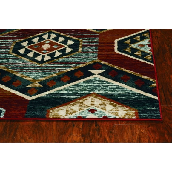 3'x5' Red Machine Woven Honeycomb Lodge Indoor Area Rug