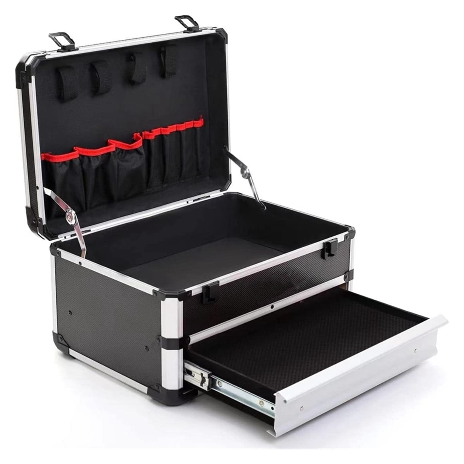 Drawer Box Aluminum Alloy Tool Box Shockproof Tool Case Household Toolbox File Hardware Part Storage Suitcase Multi-layer ,Strong Secure