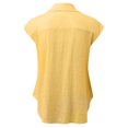 thumbnail image 4 of QLEICOM Womens Casual Tops, Plus Size Summer Shirt, Fashion Elegant Solid Cotton And Linen Button Blouse, Lapel Neck Short Sleeve Cardigan Buttons Blouse Tunic Tops Yellow S, 4 of 5