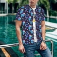 thumbnail image 6 of Hirioo Skull Flower Blue for Men's Baseball T-shirt Shirts Short Sleeve Casual Summer Button Stretch T Shirts,Size S-4XL-X-Large, 6 of 7