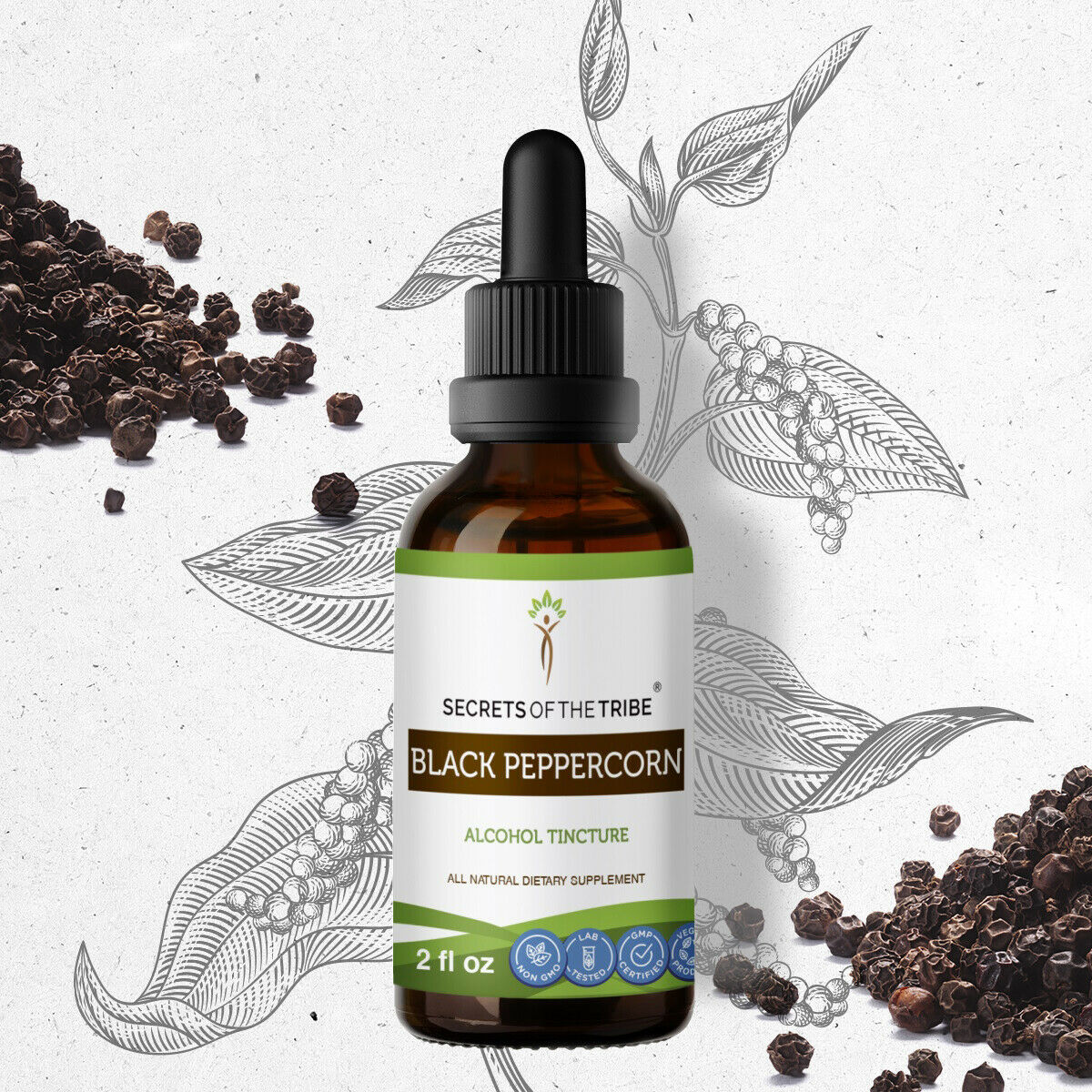 Black Peppercorn Tincture Alcohol Extract, Organic Black Peppercorn