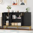thumbnail image 4 of Armoire de Rangement Moderne, Buffet Console de 59 Pouces avec 4 Portes, Noir et Or, 4 of 8