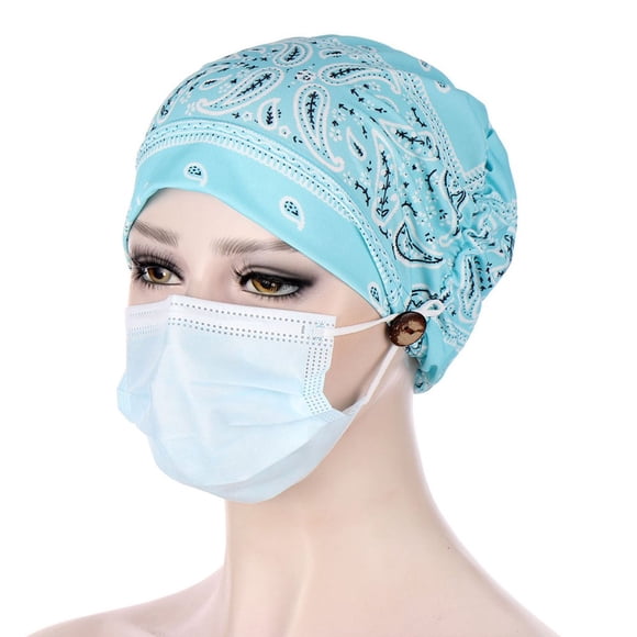 Yaman Visor hats for Women With Buttons India Hat Muslim Cancer Chemo Hat Beanie Wrap Cap Polyester