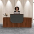 thumbnail image 5 of Reception Desk with Cabinet,78.7 Inch Modern Front Desk Reception with Cable Grommet,Easy Assembly,for Office,Checkout Counter,Hotel Lobby(Walnut), 5 of 6
