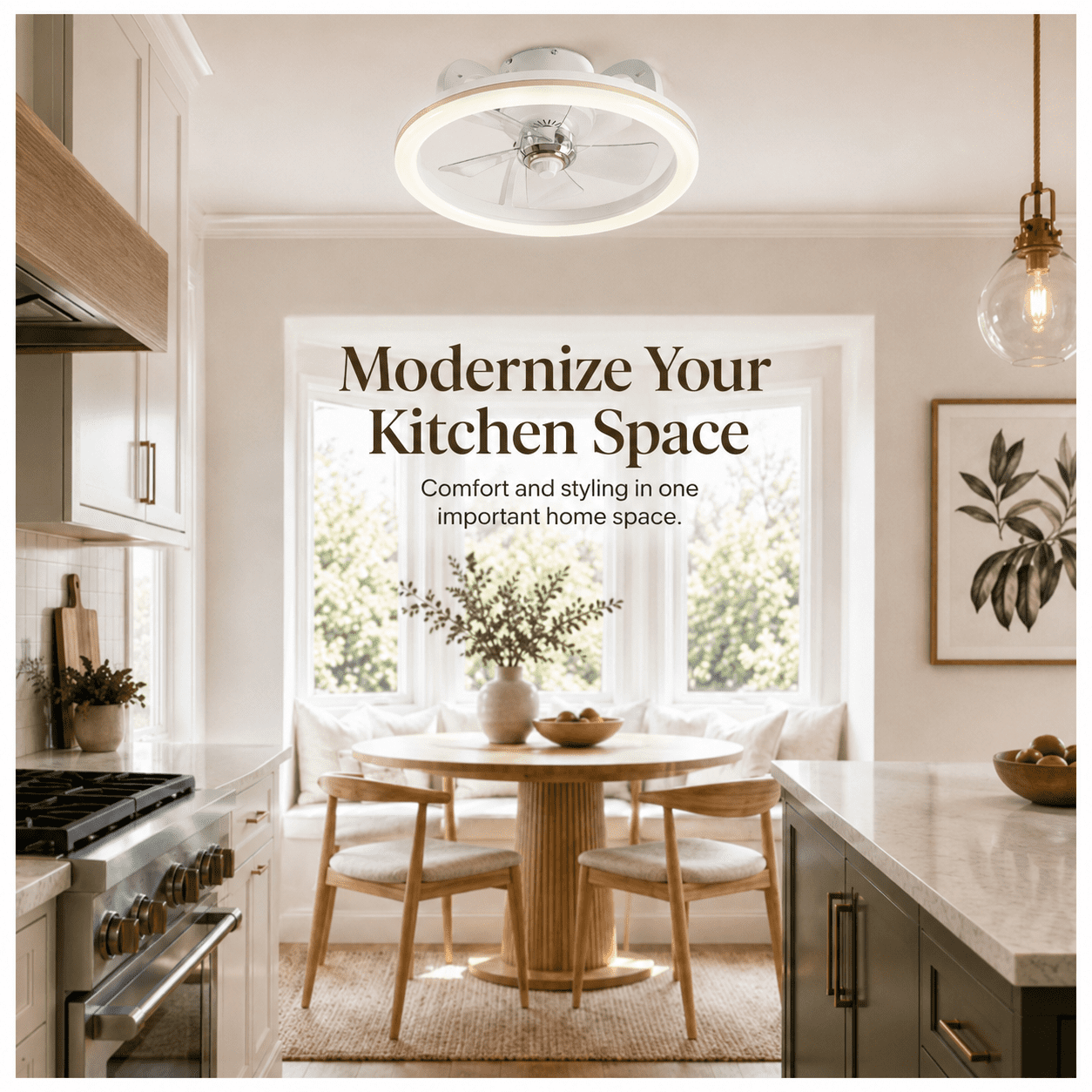 Mainstays 18-Inch White Low-Profile DC Ceiling Fan with Integrated LED Light, Remote Control, 6 Speeds