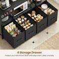 thumbnail image 5 of Itaar Bakers Rack with Power Outlet and LED Light, 47.2'' Microwave Stand with Storage, Kitchen Coffee Bar Cabinet with Glass Door, 4 Drawer, Wine Rack, Goblet Holder and 12 Hooks, Black, 5 of 9