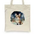 thumbnail image 2 of Hello Winter Corgi Welcome Snowy Night Watercolor Vintage Canvas Tote Bag Welsh Corgi Dog Lover Gifts Idea Reusable Shopping Grocery Bag - 01011, 2 of 5