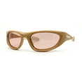 thumbnail image 2 of Trendy Sport Wrap Soft Tip Plastic Beveled Thick Plastic Sunglasses Beige Brown, 2 of 4