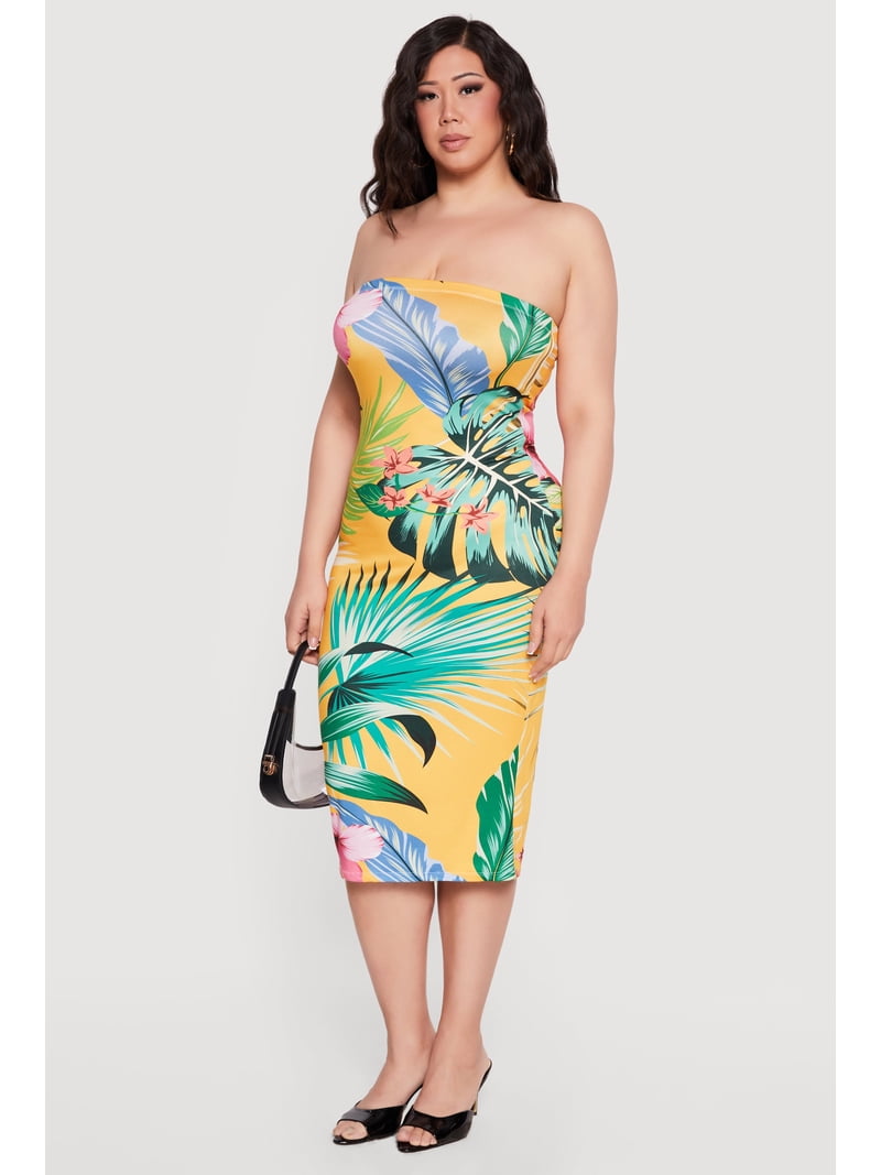 floral bodycon dress plus size Maurices Plus Size Women's Bare Floral Hanky Hem Midi Dress Size 1X
