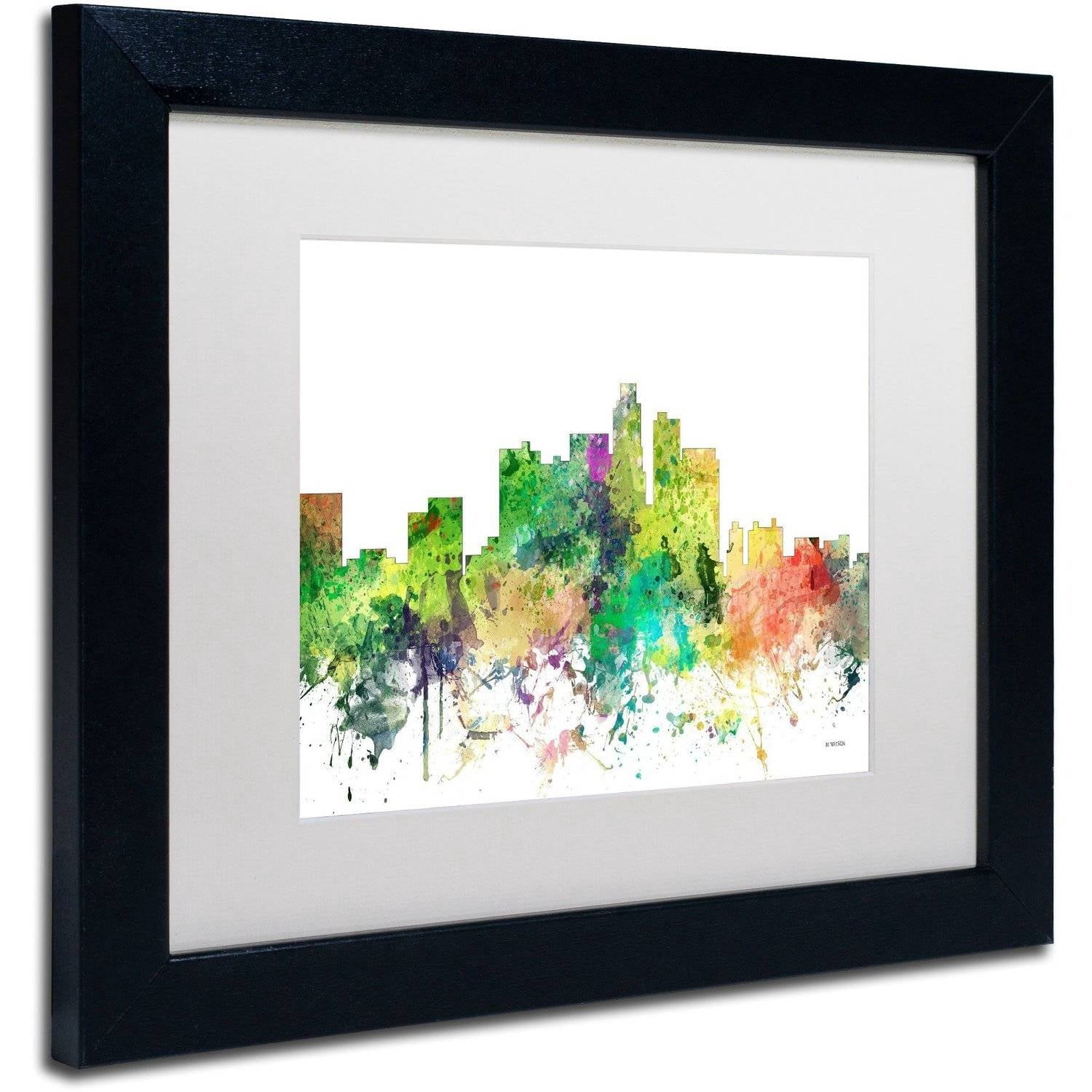 Trademark Fine Art "Los Angeles California Skyline SP" Canvas Art by Marlene Watson, White Matte, Black Frame