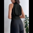 thumbnail image 4 of Blusas Plisadas Sin Mangas con Cuello en V para Mujer, Camisas Elegantes de Oficina. Negro S, 4 of 8