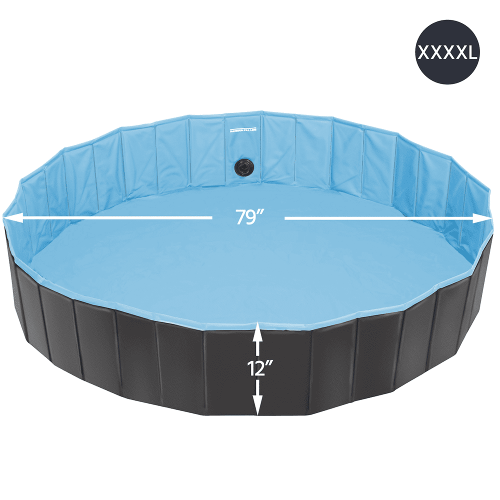 Alden Design Foldable Pet Pool for Garden Yard, 4XL, Black