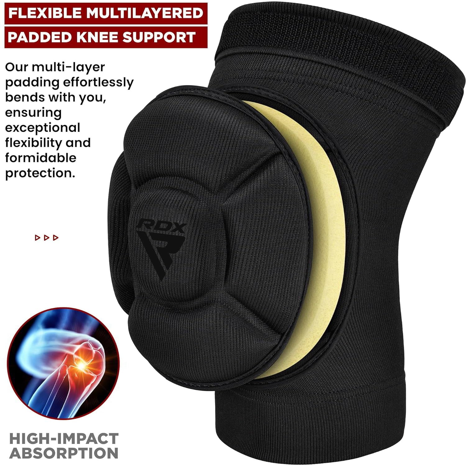 RDX knee pads for MMA kickboxing and Muay Thai training, foam padded Support Guard