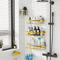 thumbnail image 3 of Shower Caddy - Adhesive Shower Organizer, Hanging Suction Gold Shower Shelves Rack, Inside Shower Rack Holder, Bathroom Decor Organization Storage Accessories, Home Essentials Gadgets, 3 of 8