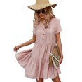 thumbnail image 6 of Summer Dresses for Women Solid Color Dress Short Sleeve Cotton Short Skirt, 6 of 6