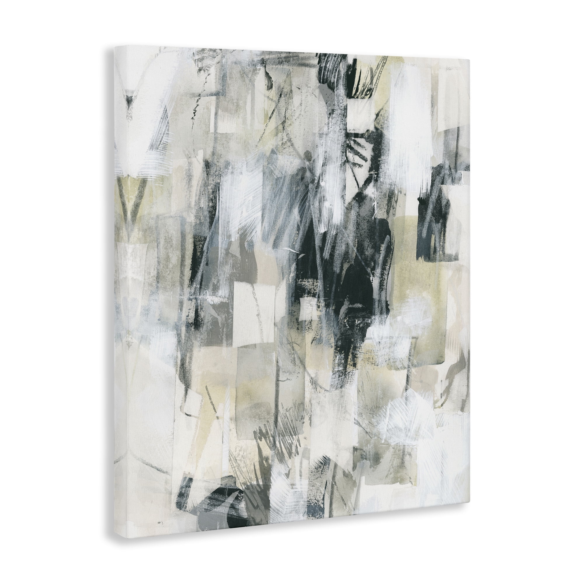 Stupell Industries Grey Layered Restless Shapes Abstract Painting Gallery Wrapped Canvas Art Print Wall Art, 36 x 48