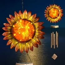 Solar Wind Chimes, Sunflower Solar Lights Outdoor Garden Decorative, Waterproof Solar Wind Chimes for Outside Garden Hanging Decor, Memorial Wind Chimes for Outdoors