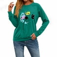 thumbnail image 4 of Aobny Crew Neck 2000s Clothing for Women Thermal Green Long Sleeve Sweatshirts Floral Pullover Night Out Tops for Women,XXL, 4 of 5