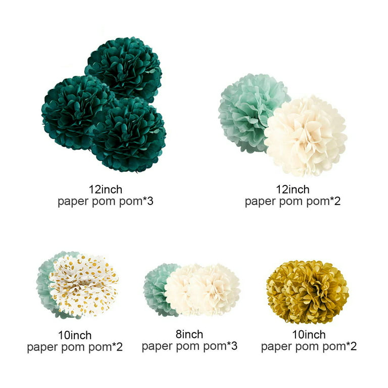 12 Dark Green Tissue Paper Pom Poms Flowers Balls, Decorations (4 Pack) Tissue  Paper Pom Pom On Sale Now!!