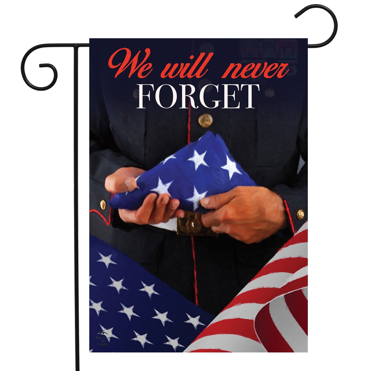 We Will Never Forget Military Bereavement Garden Flag 12.5" x 18