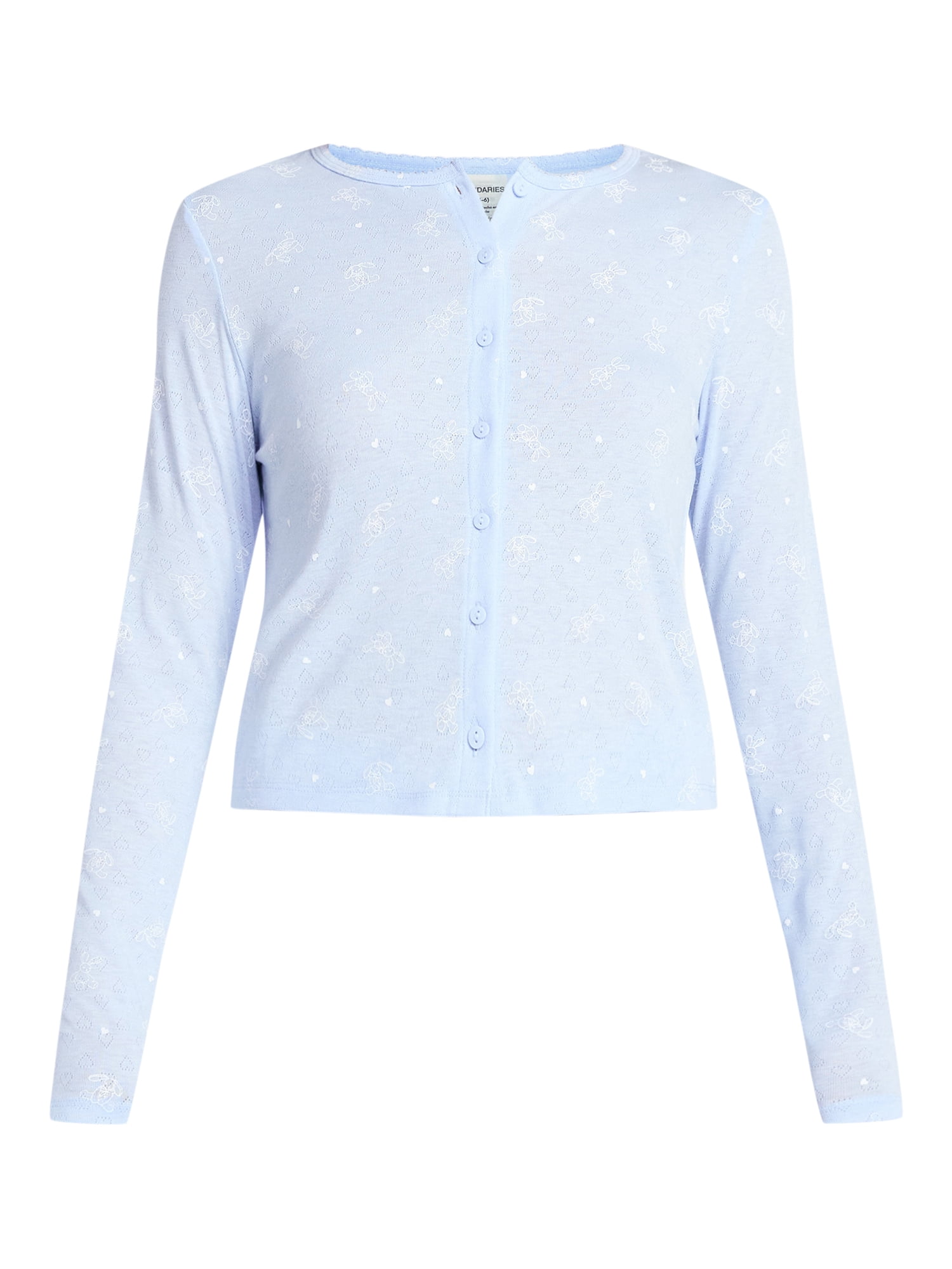 No Boundaries Sleep Pointelle Knit Cardigan, Women’s XXS-3X