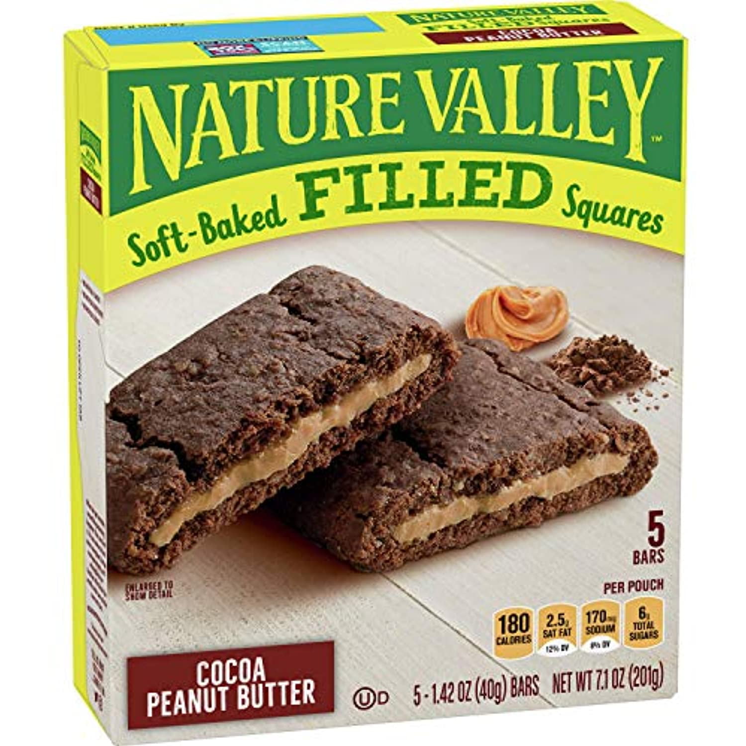 Nature Valley SoftBaked Oatmeal Squares, Cocoa Peanut Butter, 5 Count