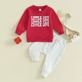 thumbnail image 2 of UngA Valentines Toddler Baby Boy Clothes Letter Printed Sweatshirt Long Pants Spring Fall Winter Infant Outfits (Red,18-24 Months), 2 of 7