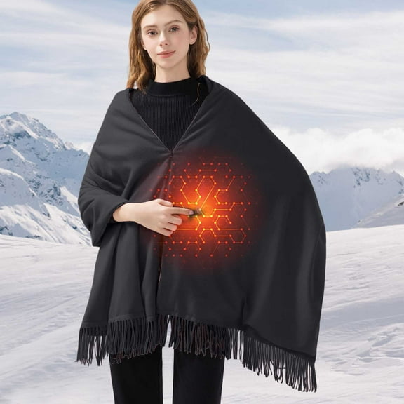 Wearable USB Heated Blanket Shawl, Heated Throw Blanket Plush USB Electric Throw Blanket Portable Heated Blanket,Cordless Heated Throw Blanket for Women Shoulder and Neck