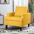 thumbnail image 6 of Hramk Mid-Century Accent Chairs, Yellow Linen Fabric Armchair, Upholstered Single Sofa Chairs for Bedroom Living Room, 6 of 6